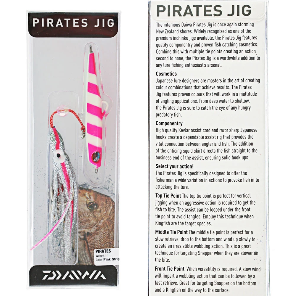 Daiwa Pirates Inchiku Jig 80g Pink Stripe 3 Daiwa Pirates Inchiku Jig 80g Pink Stripe